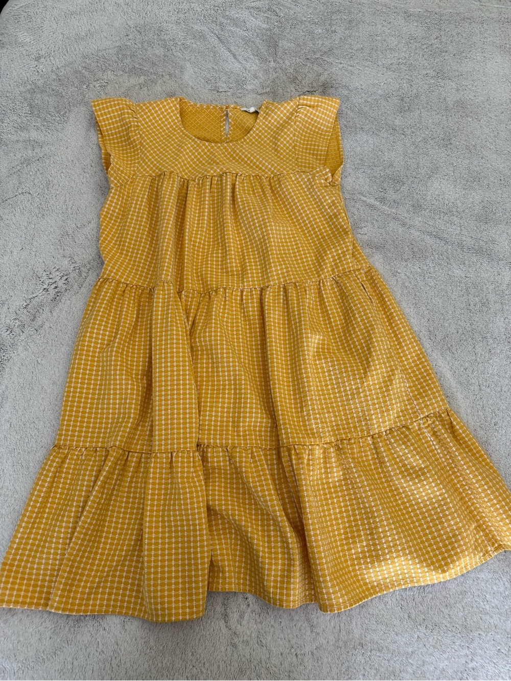 Sunshine Checked Tiered Midi Dress